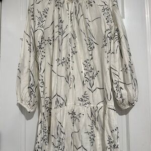 H&M Black and White Floral Long Sleeve Dress